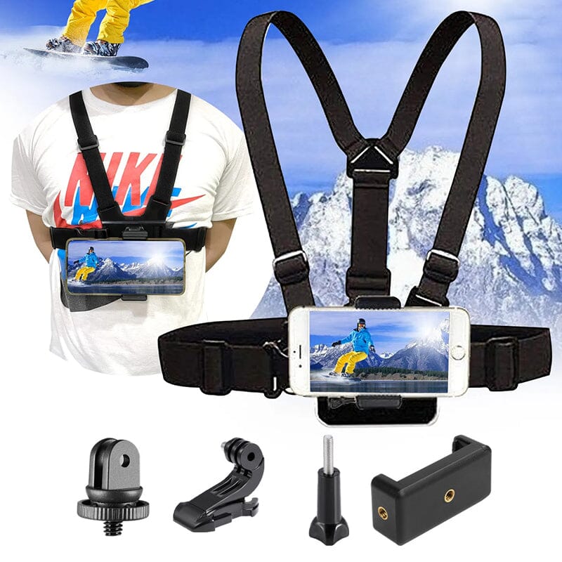 Chest strap mobile phone holder