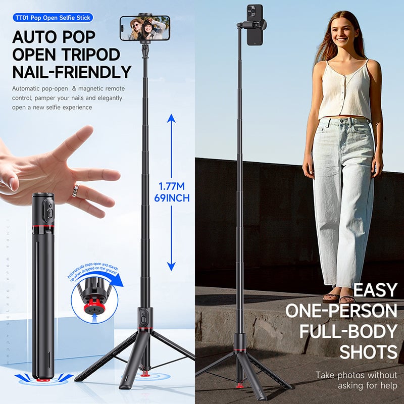 TT01 Extendable Bluetooth Selfie Stick Tripod