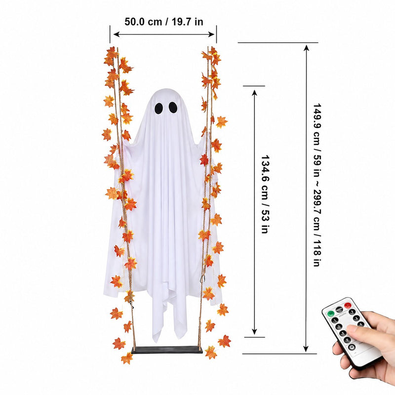 LED Light-Up Swinging Ghost Halloween Decoration