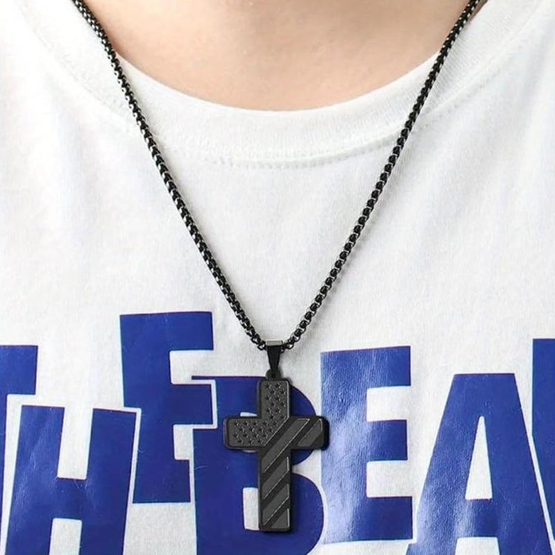 American Flag Cross Pendant Necklace