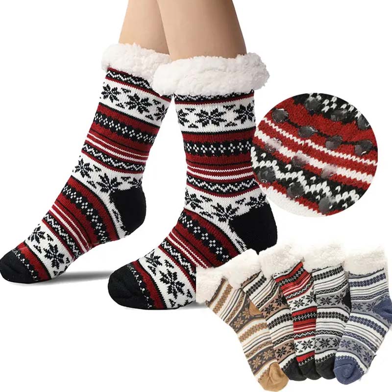 Snowflake Ultra-thick Cashmere Slipper Home Socks