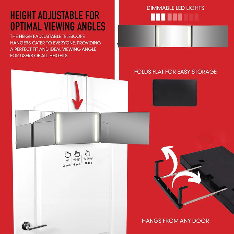 Expandable Hanging Foldable Three-Way Mirror