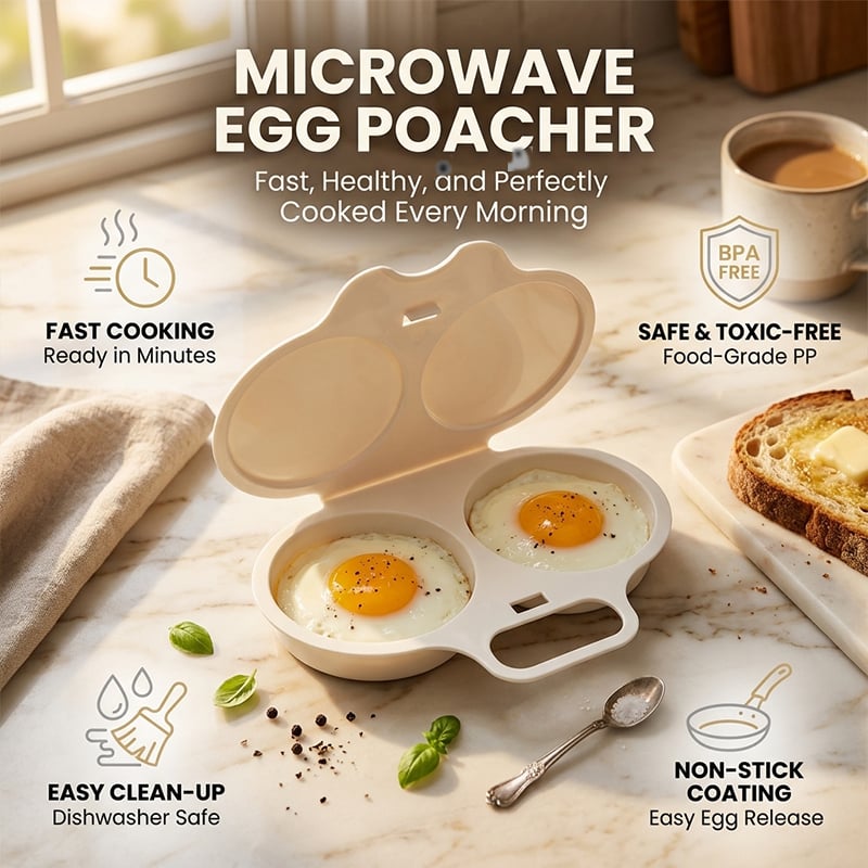 2-Egg Microwave Egg Poacher with Lid