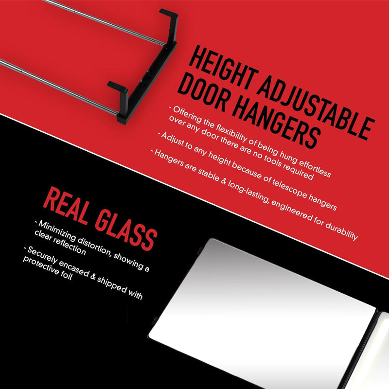 Expandable Hanging Foldable Three-Way Mirror