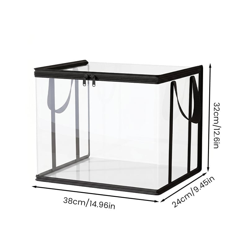 Large Clear Thick Plastic Storage Box with Hinged Lid