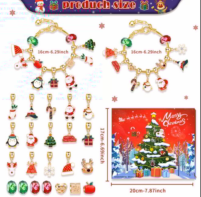 Christmas Advent Calendar Charm Bracelets