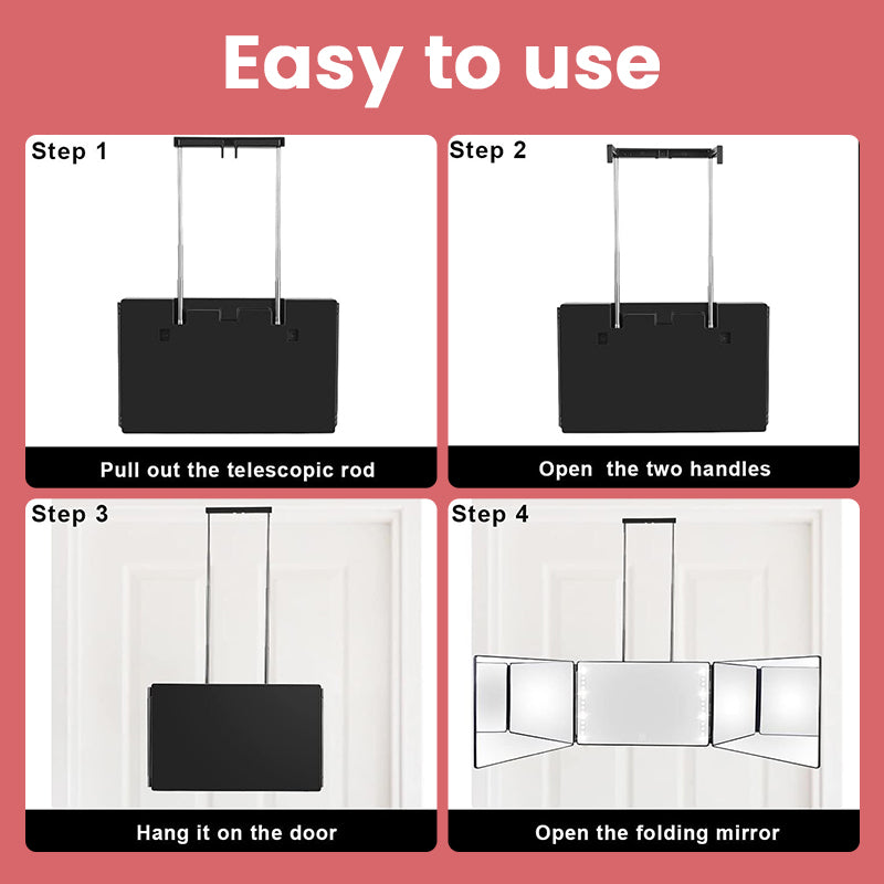 Expandable Hanging Foldable Three-Way Mirror