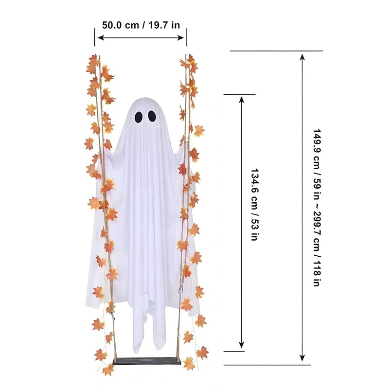 LED Light-Up Swinging Ghost Halloween Decoration