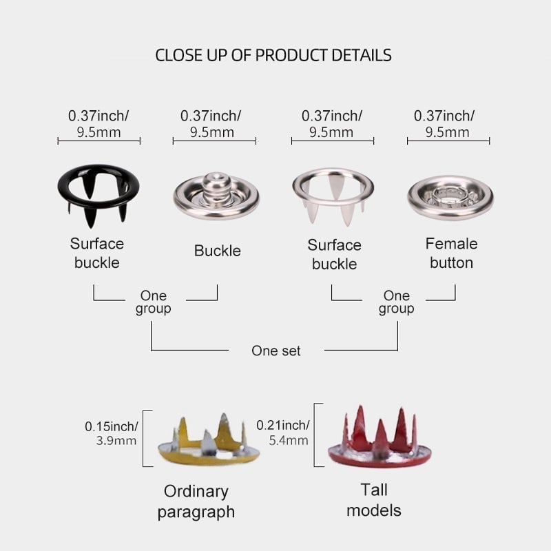 New Metal Snaps Buttons Kit