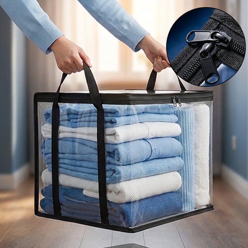 Large Clear Thick Plastic Storage Box with Hinged Lid