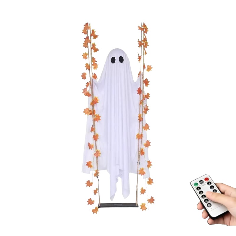 LED Light-Up Swinging Ghost Halloween Decoration