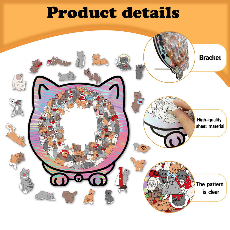135PCS Cat-Shaped Wooden Puzzle Game