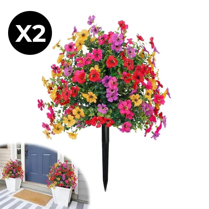 Ground Insert Faux Violet Flowers