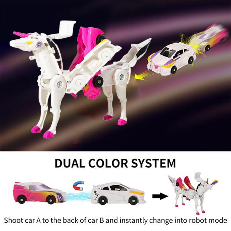 Transform car toys into magical flying horses and unicomns!