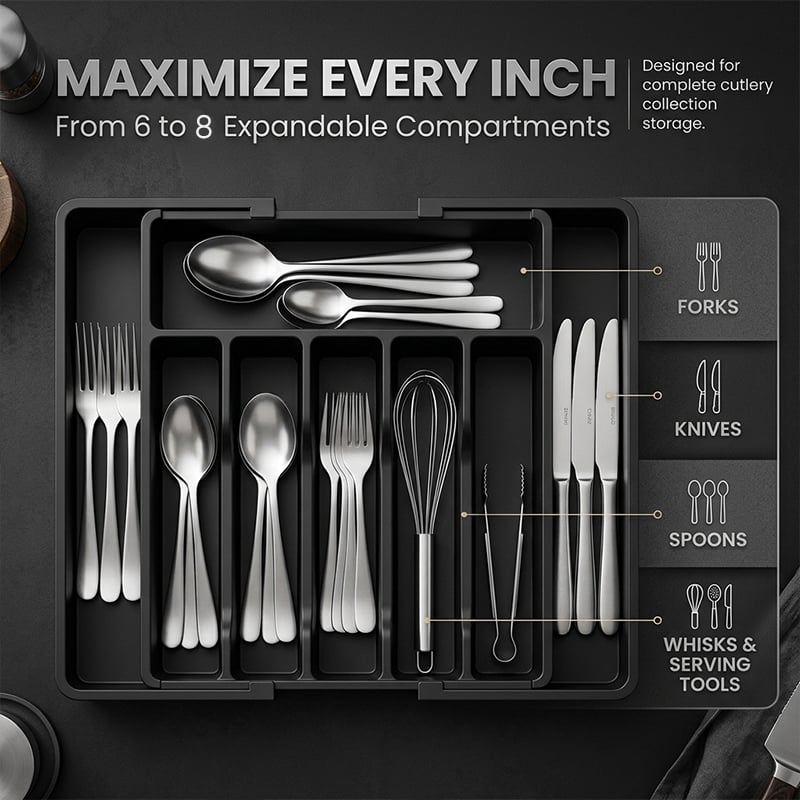 Kitchen Expandable Silverware Drawer Organizer