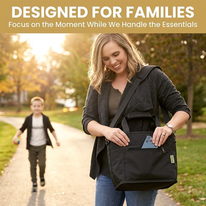 Family Size 4-Compartment Drink Carrier Bag for Coffee Cups & Tumblers