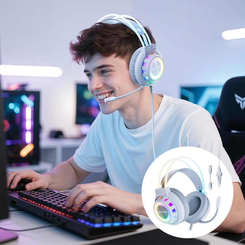 Upgraded Wired PC Gaming Headset with Surround Sound