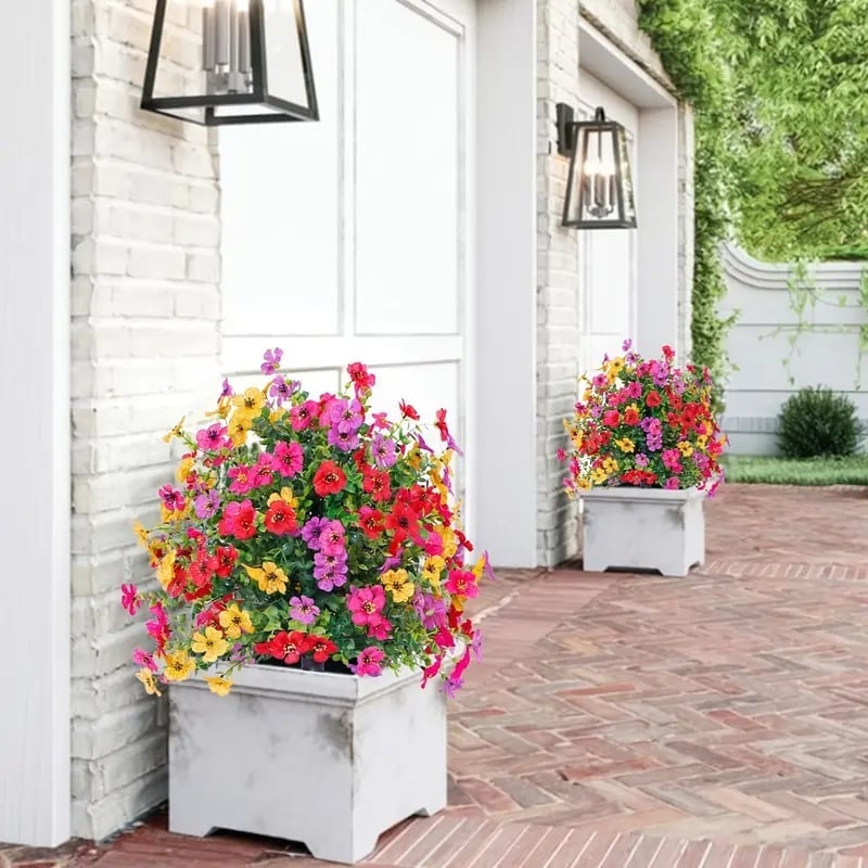 Ground Insert Faux Violet Flowers