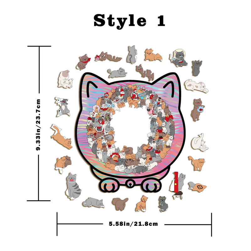 135PCS Cat-Shaped Wooden Puzzle Game