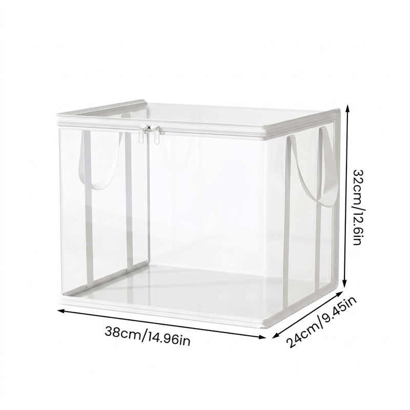 Large Clear Thick Plastic Storage Box with Hinged Lid