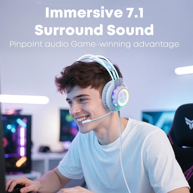 Upgraded Wired PC Gaming Headset with Surround Sound