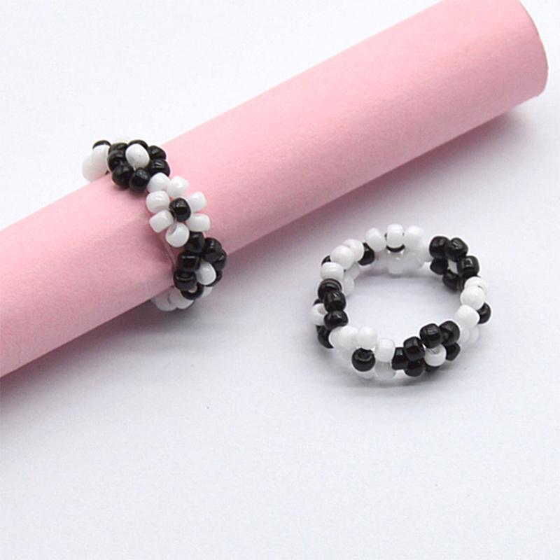Beaded Flower Stretch Ring