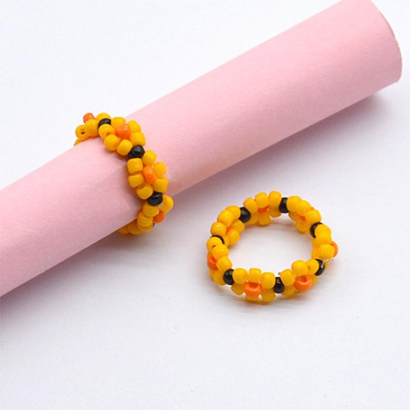 Beaded Flower Stretch Ring