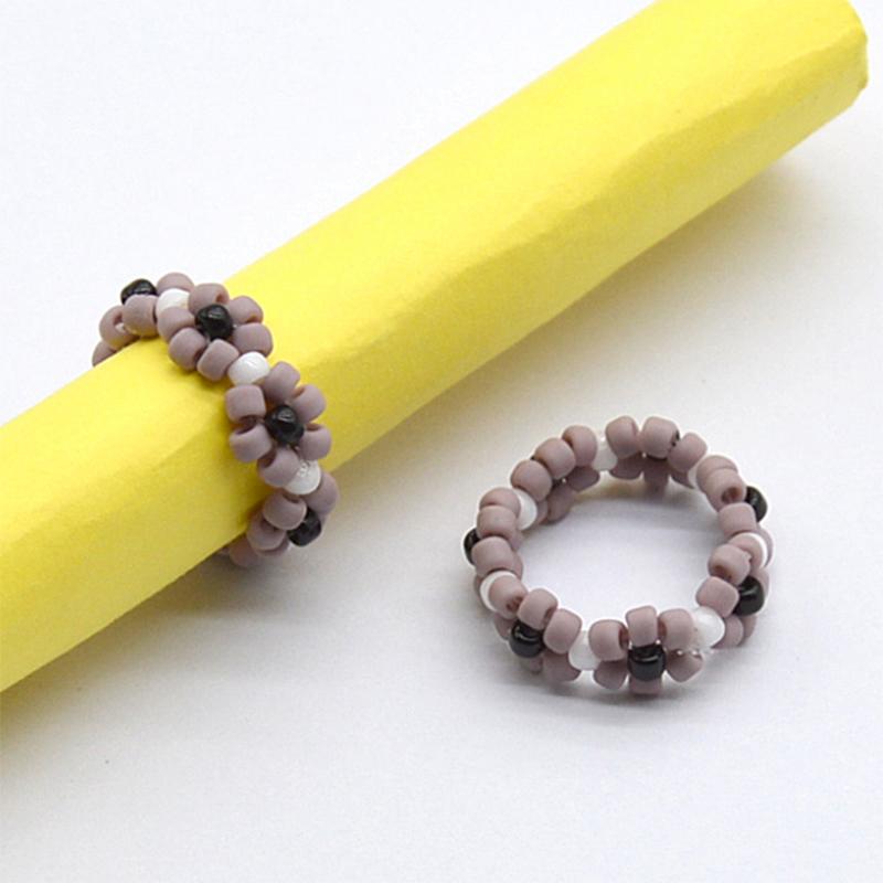 Beaded Flower Stretch Ring