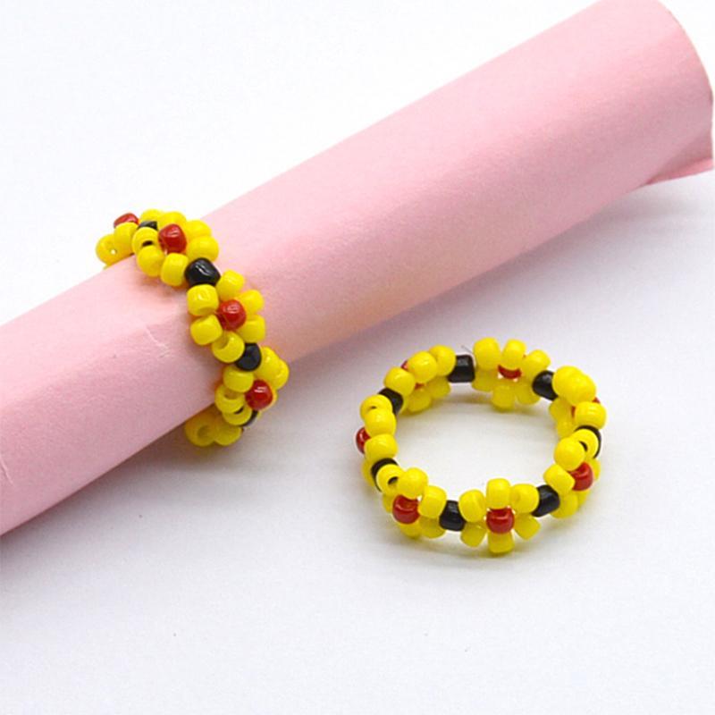Beaded Flower Stretch Ring