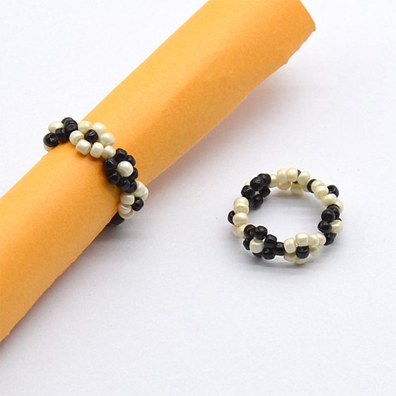 Beaded Flower Stretch Ring