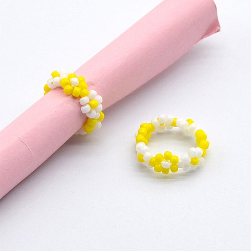 Beaded Flower Stretch Ring