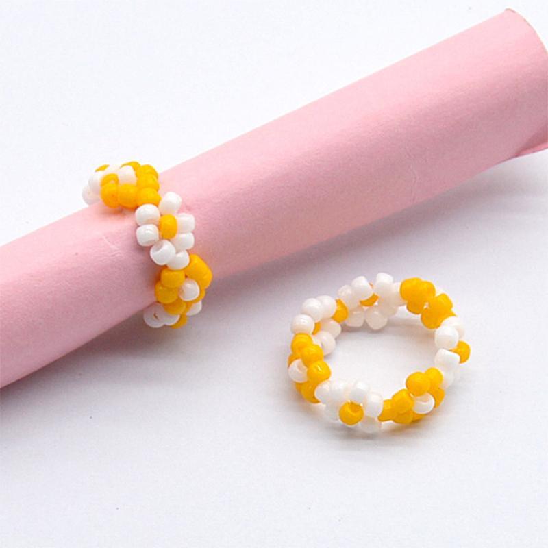 Beaded Flower Stretch Ring