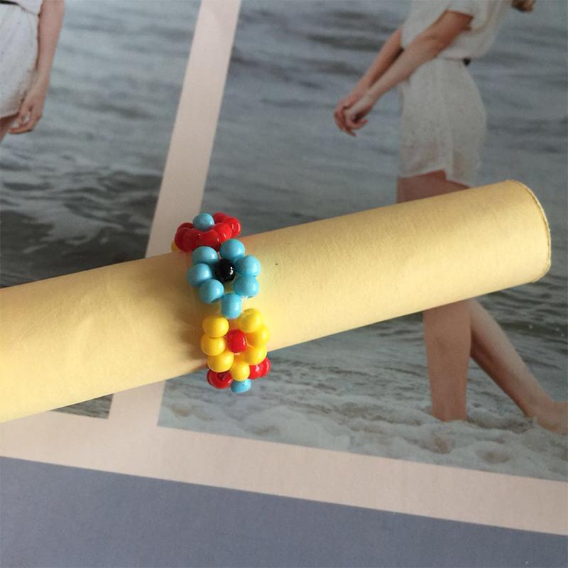 Beaded Flower Stretch Ring