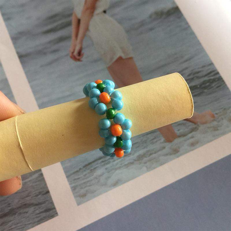 Beaded Flower Stretch Ring