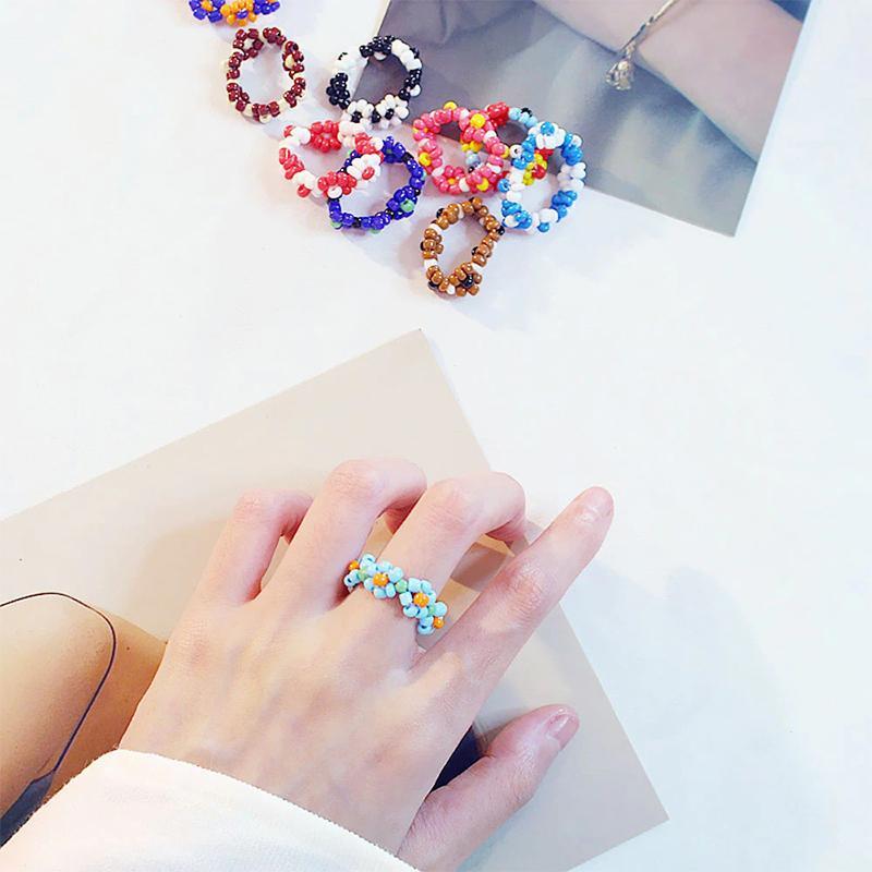 Beaded Flower Stretch Ring