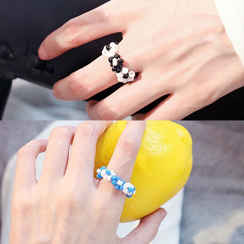 Beaded Flower Stretch Ring